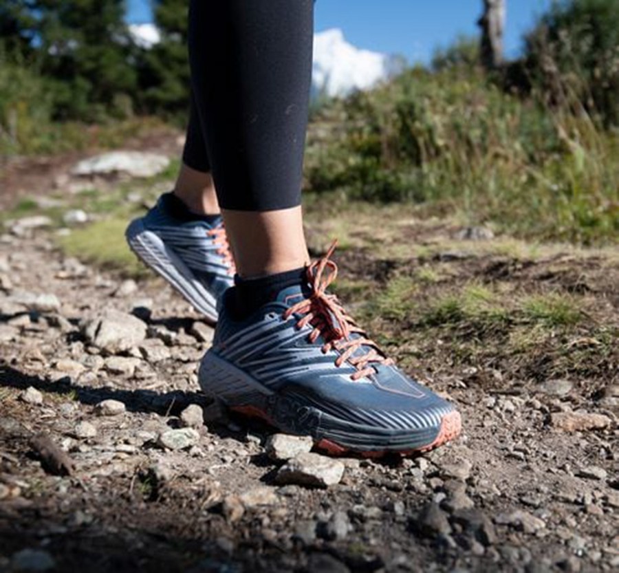 Hoka One One Trail Schoenen Dames - Speedgoat 4 - Donkerblauw/Wit - YI5810436